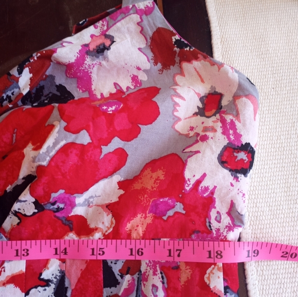 Evan Picone Floral Pleated Sweetheart Neckline Lightweight Cotton Lined Dress 16 - Picture 9 of 13